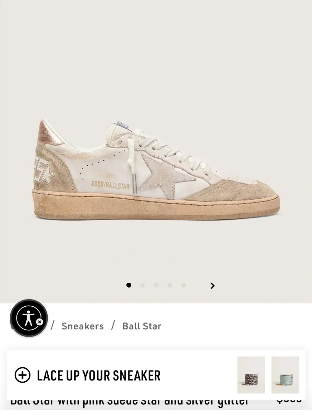Golden Goose Ball Star Sneakers - Cream, Beige & Rose Gold
